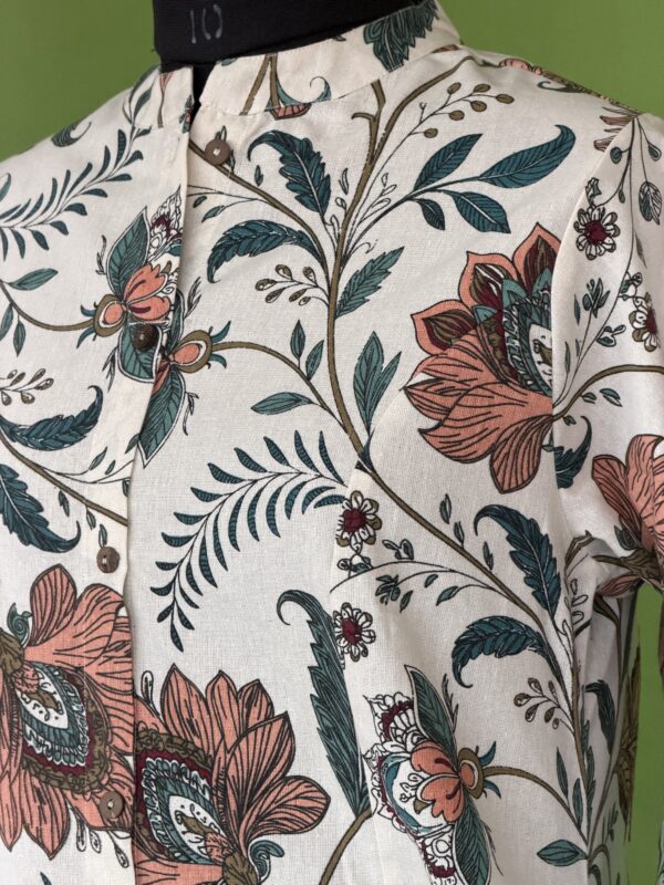 Off white cotton kurta set for women with multicolor floral print front view