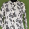 Off white cotton kurta set for women with black floral print front view