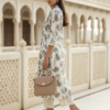 Elegant cotton kurta set for women side pose