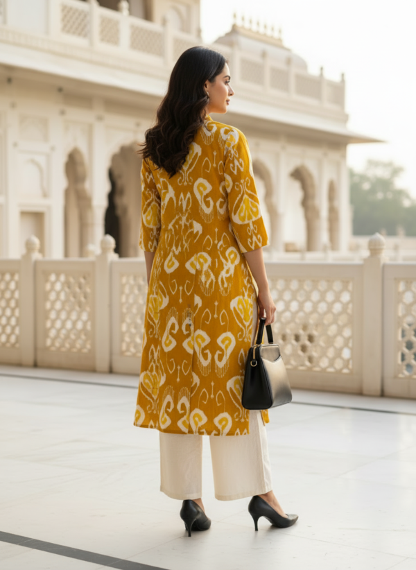 Mustard kurta set for women full outfit look