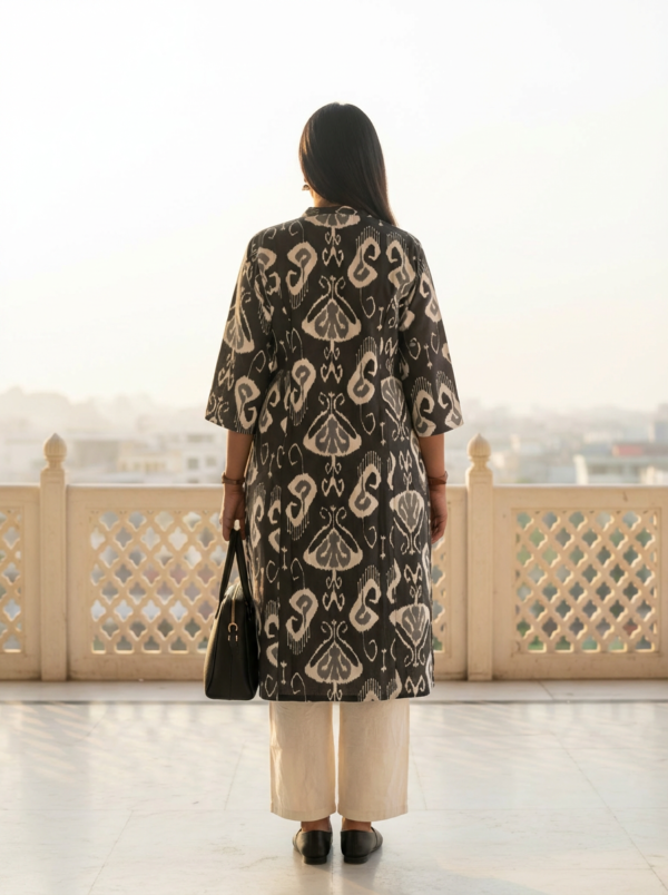 Ikat print kurta set for women back view