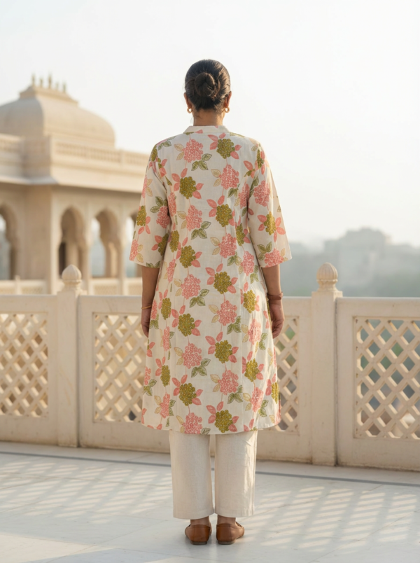 Elegant office wear cotton kurta set for women side pose