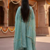 Designer ethnic Anarkali dress with dupatta side pose Designer ethnic Anarkali dress with dupatta side pose
